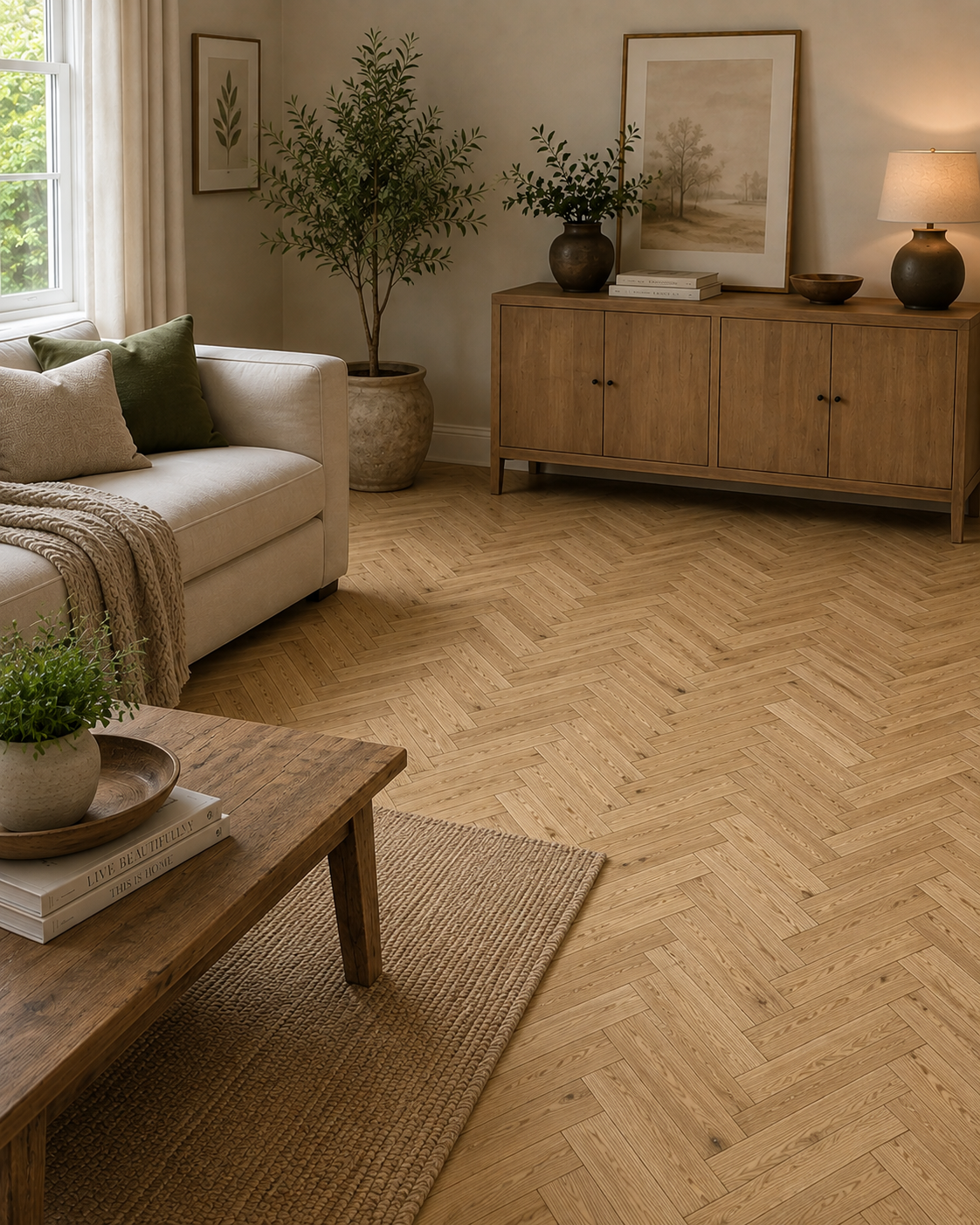 18/4 x 90mm Natural European Oak Herringbone - HB4021
